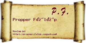 Propper Fülöp névjegykártya